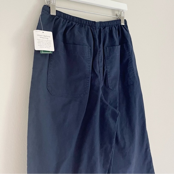 NWT L.L. Bean Women’s Sunwashed Canvas Crop Pants Drawstring Navy Blue XS Petite - Picture 4 of 9